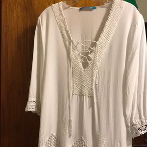 White boho swimsuit cover up